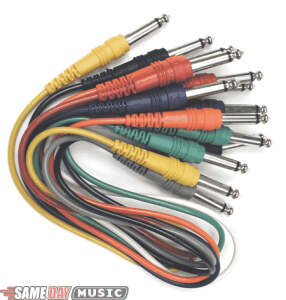 Hosa CPP-Series Patchbay Cables - 1.5 feet (1/4 inch Phone to 1/4 inch Phone x 8) (Model CPP845)-Cables: Hosa CPP-Series Patchbay Cables - 1.5 feet (1/4 inch Phone to 1/4 inch Phone x 8) (Model CPP845)