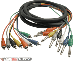 Hosa Multi-Track Snake Cables (RCA to 1/4 inch Phone x 8)-Cables: Hosa Multi-Track Snake Cables (RCA to 1/4 inch Phone x 8)
