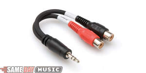 Hosa Y Cable - 6 inch (Stereo 3.5mm Phone Male to 2 RCA Female) (Model YRA154) Picture